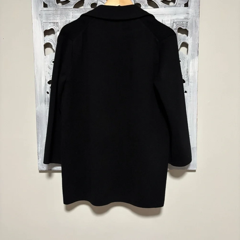 J. Crew Black Knit Merino Wool Open Front Chore Pocket Blazer